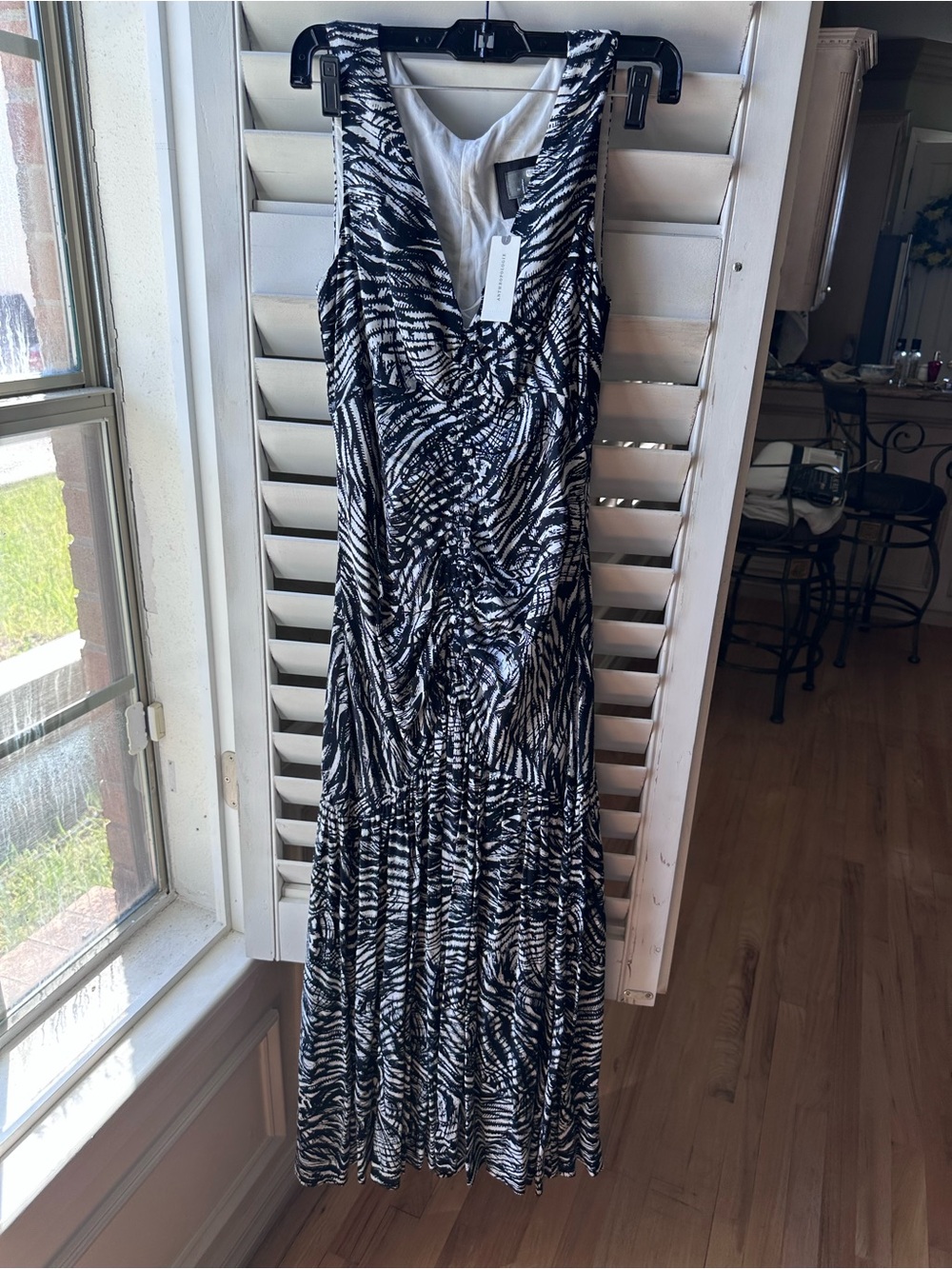Anthropologie Black & White Sleeveless Printed Maxi Dress